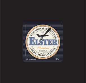 Дизайн этикетки для пива "ELSTER" (сорока).